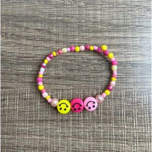 Pink Lemonade Themed Smiley Face DIY Handmade Cute Beaded Braclet For Kids+